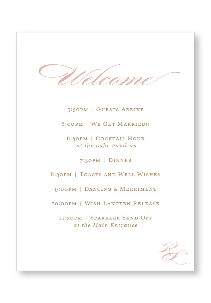 Rose Ceremony & Reception Large Signage | Paper Daisies Stationery