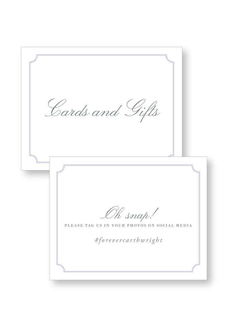 Iris Ceremony & Reception Small Signage | Paper Daisies Stationery