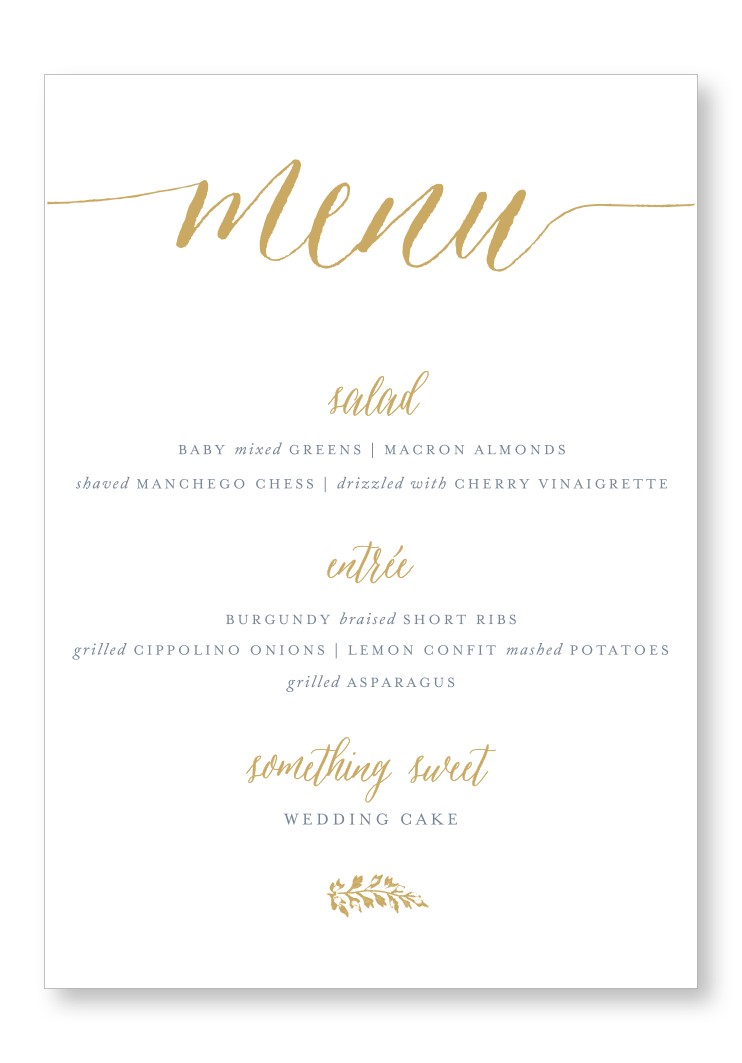 Freesia Menu | Paper Daisies Stationery