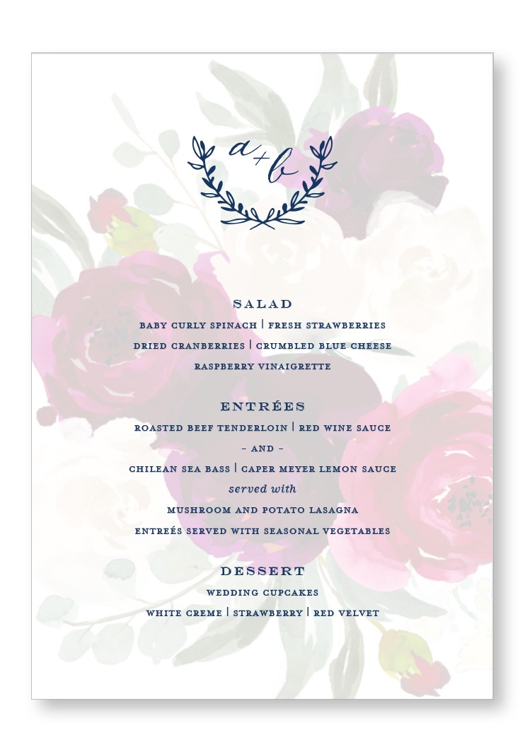 Marsala Menu | Paper Daisies Stationery