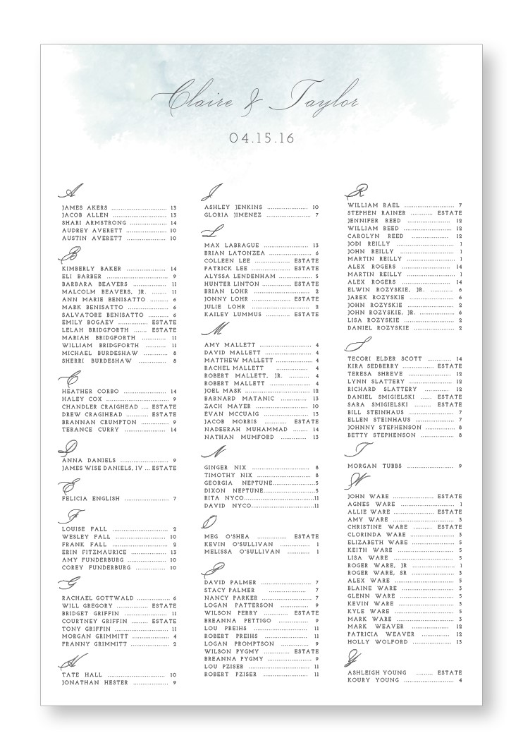 Lotus Seating Chart | Paper Daisies Stationery