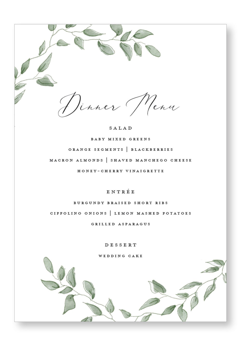 Eucalyptus Menu | Paper Daisies Stationery