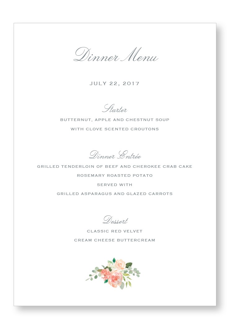 Hydrangea Menu | Paper Daisies Stationery