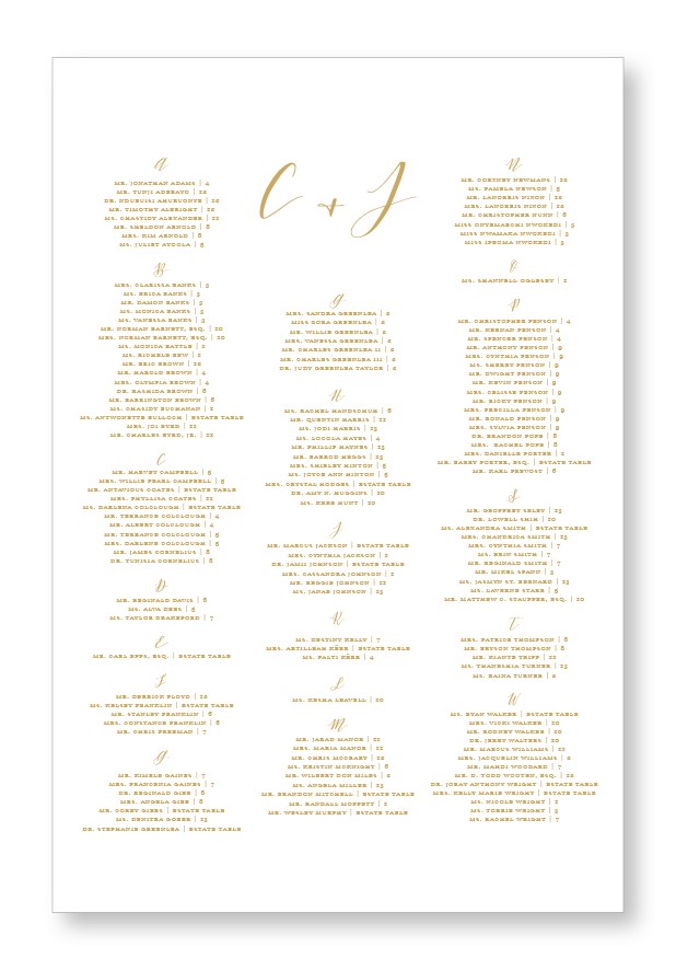 Palm Seating Chart | Paper Daisies Stationery