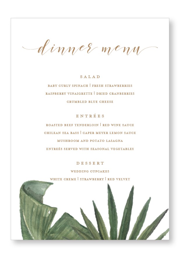 Palm Menu | Paper Daisies Stationery