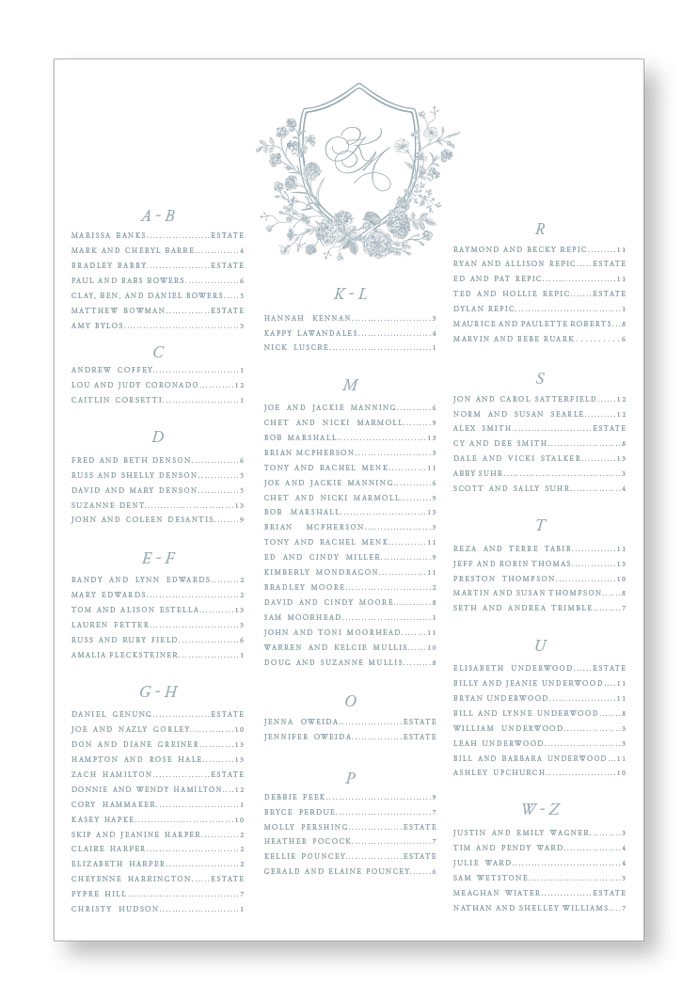 Blossom Seating Chart | Paper Daisies Stationery