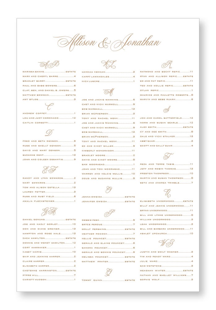 Primrose | Traditional | Seating Chart | Paper Daisies Stationery