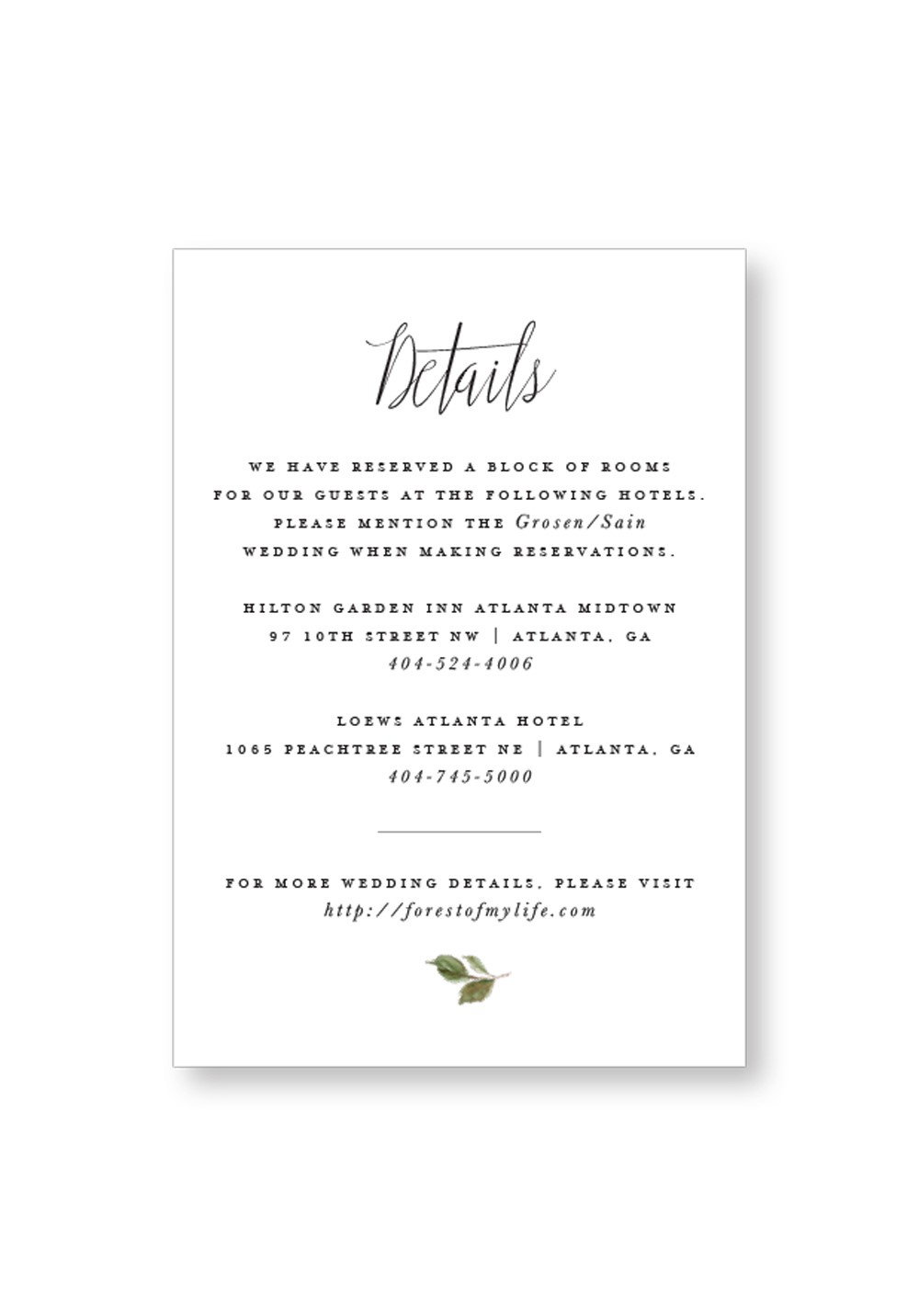 Dogwood | Whimsical Wedding Suite | Details Card | Paper Daisies Stationery