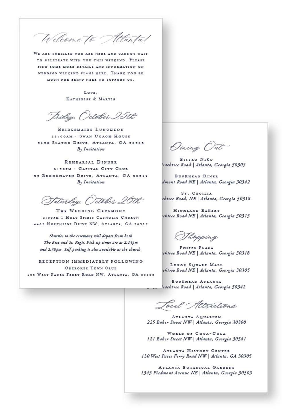 Lily | Classic Wedding Weekend Schedule and Itinerary | Paper Daisies Stationery