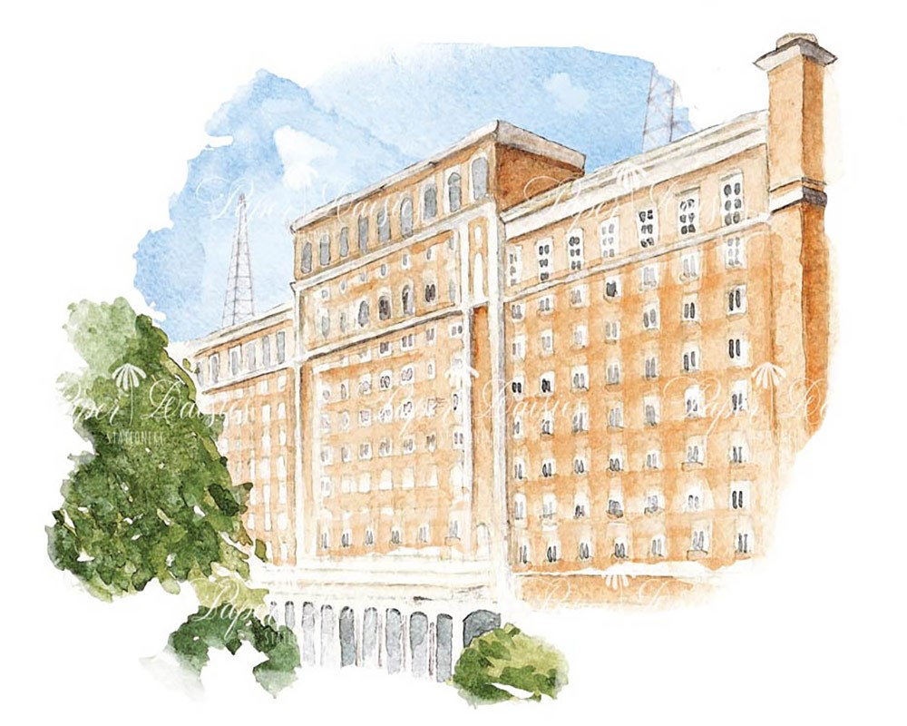 Biltmore Hotel at Midtown, Georgia | Watercolor Venue Painting | Paper Daisies Stationery