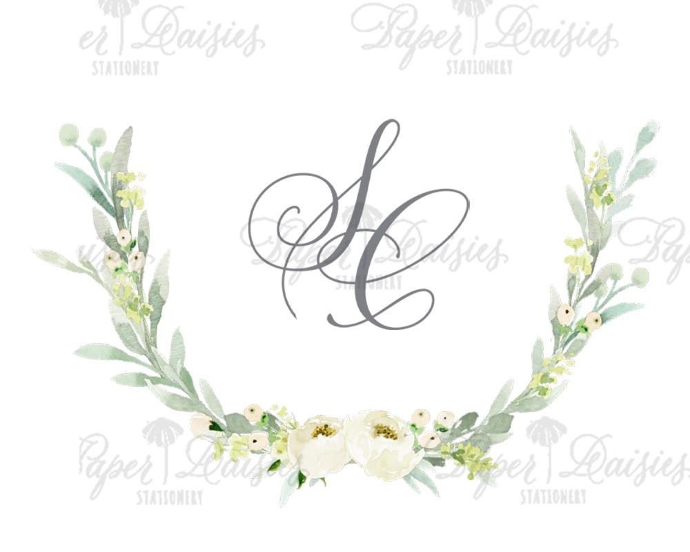 Peony Floral Wreath | Watercolor Floral Wreath| Paper Daisies Stationery