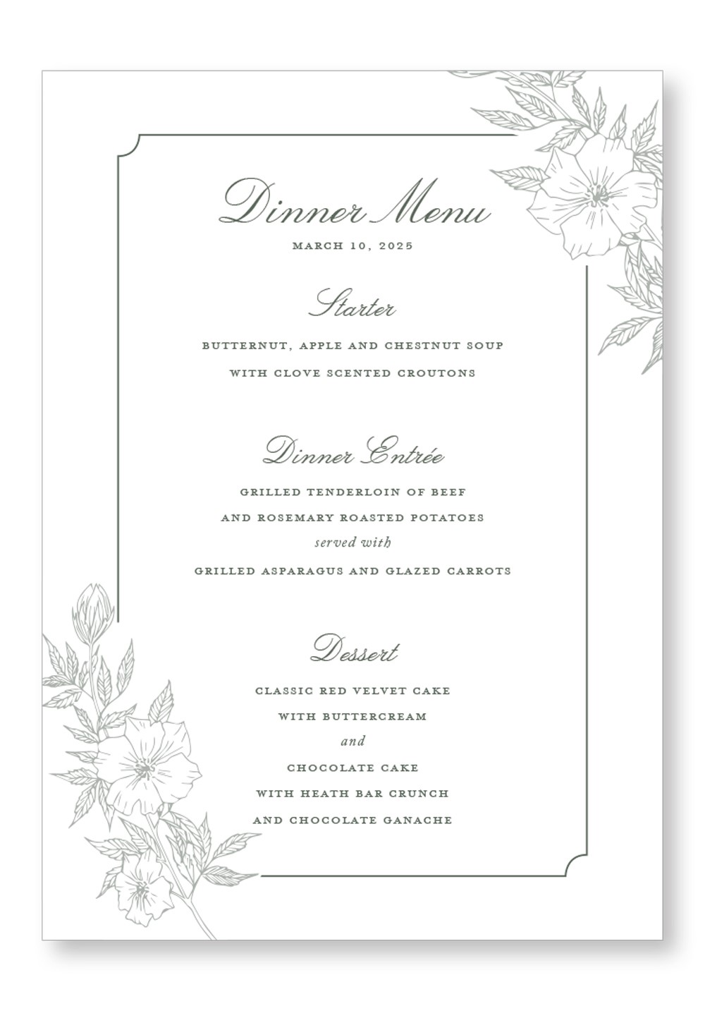 Rosemary Menu | Paper Daisies Stationery