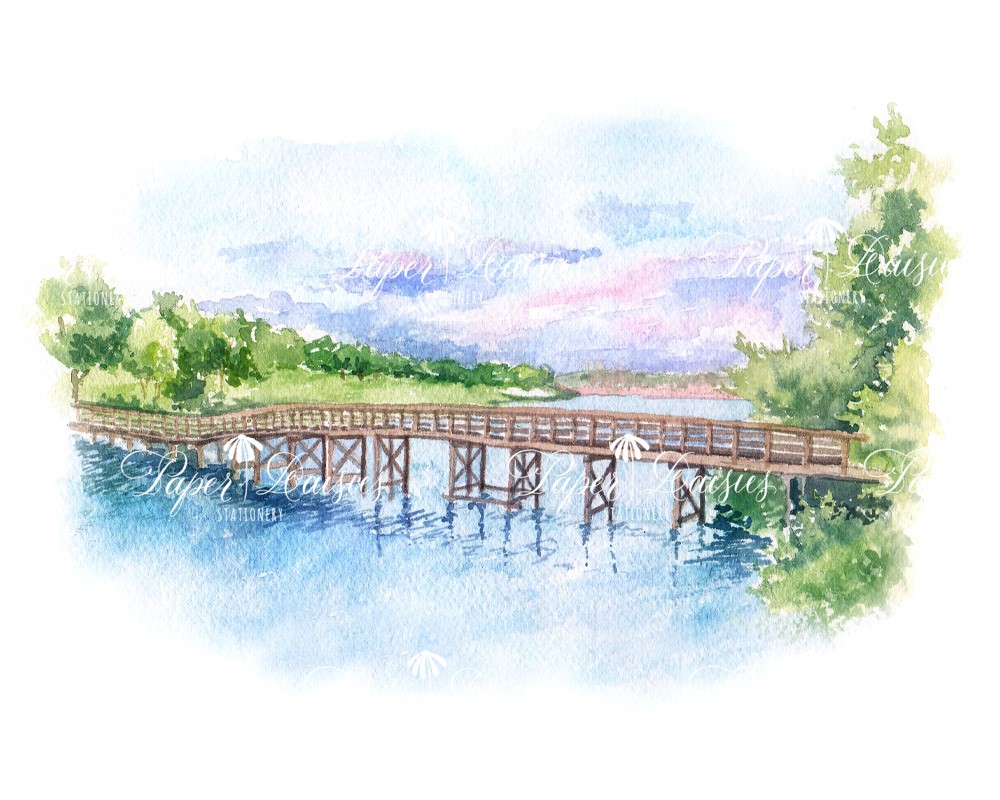 Lake Oconee, Georgia | Watercolor Venue Painting | Paper Daisies Stationery