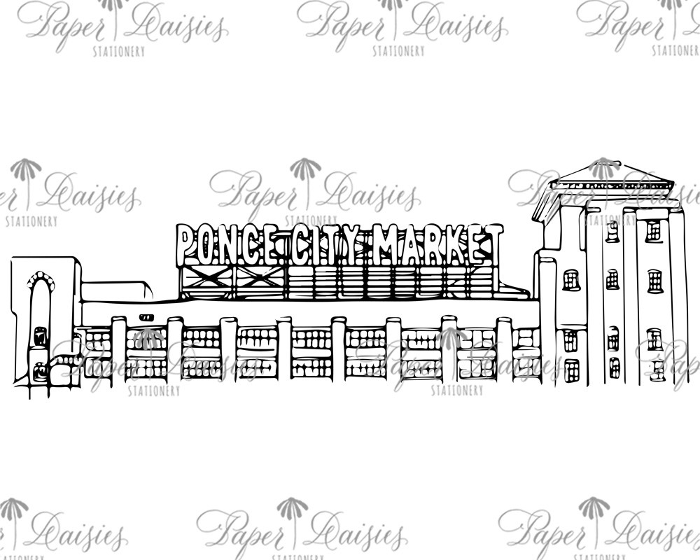 Ponce City Market, Atlanta, Georgia | Sketched Venue Art | Paper Daisies Stationery