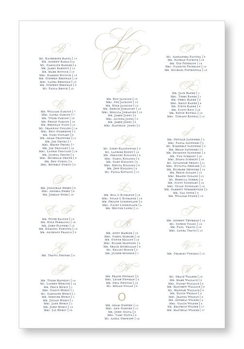 Peony Seating Chart