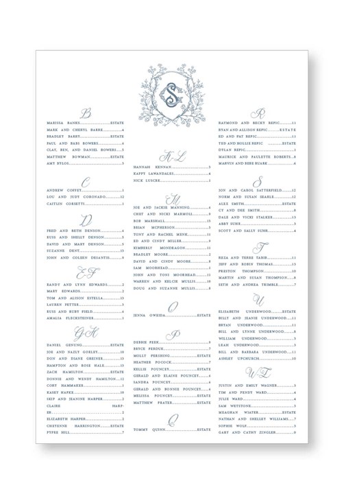 Boxwood Seating Chart