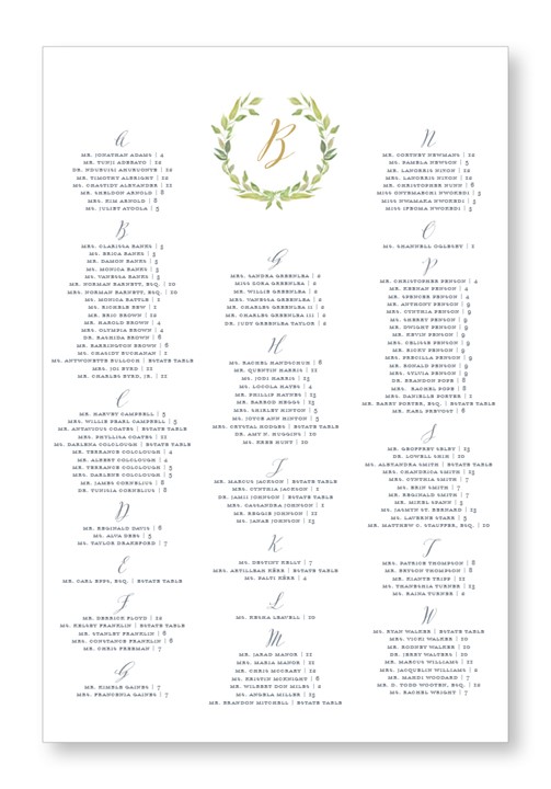 Laurel Seating Chart