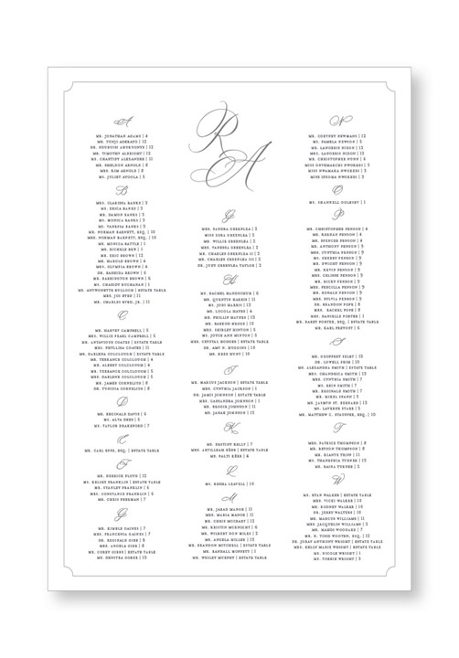 Camellia Seating Chart