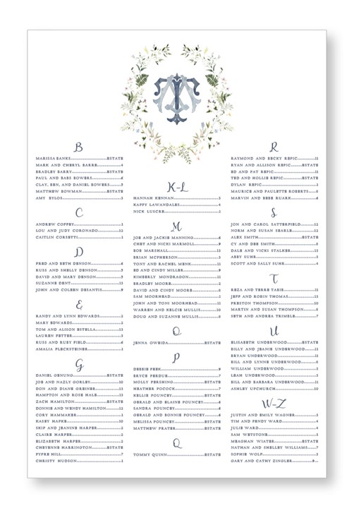 Blue Bell Seating Chart