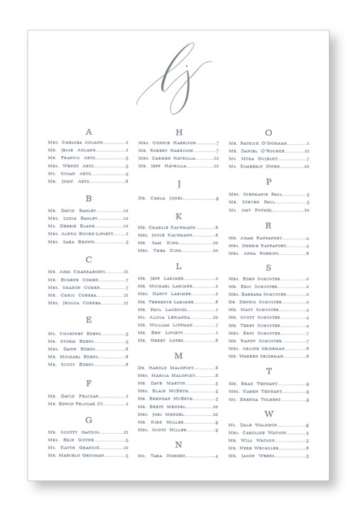 Dendrobium Seating Chart