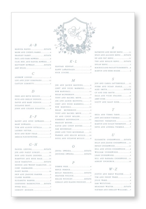 Blossom Seating Chart