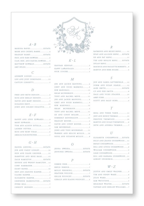 Blossom Seating Chart