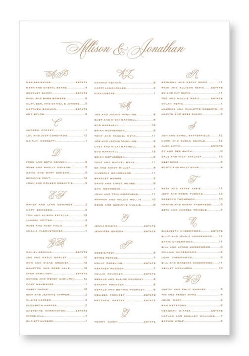 Primrose Seating Chart