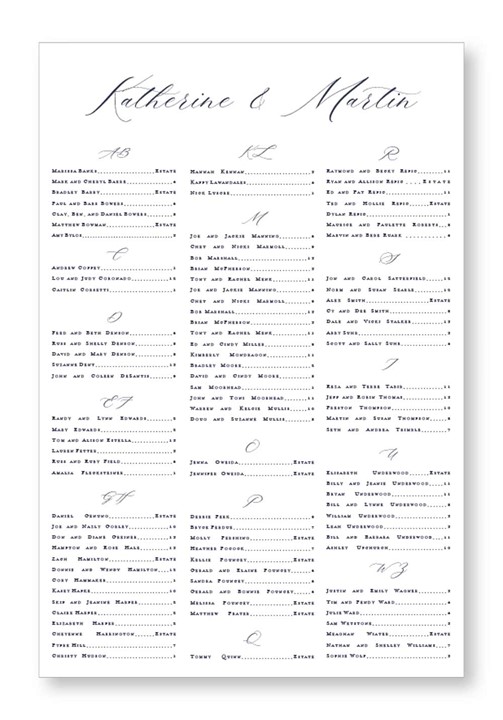 Lily Seating Chart