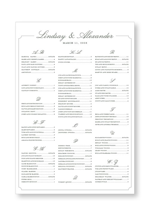 Rosemary Seating Chart