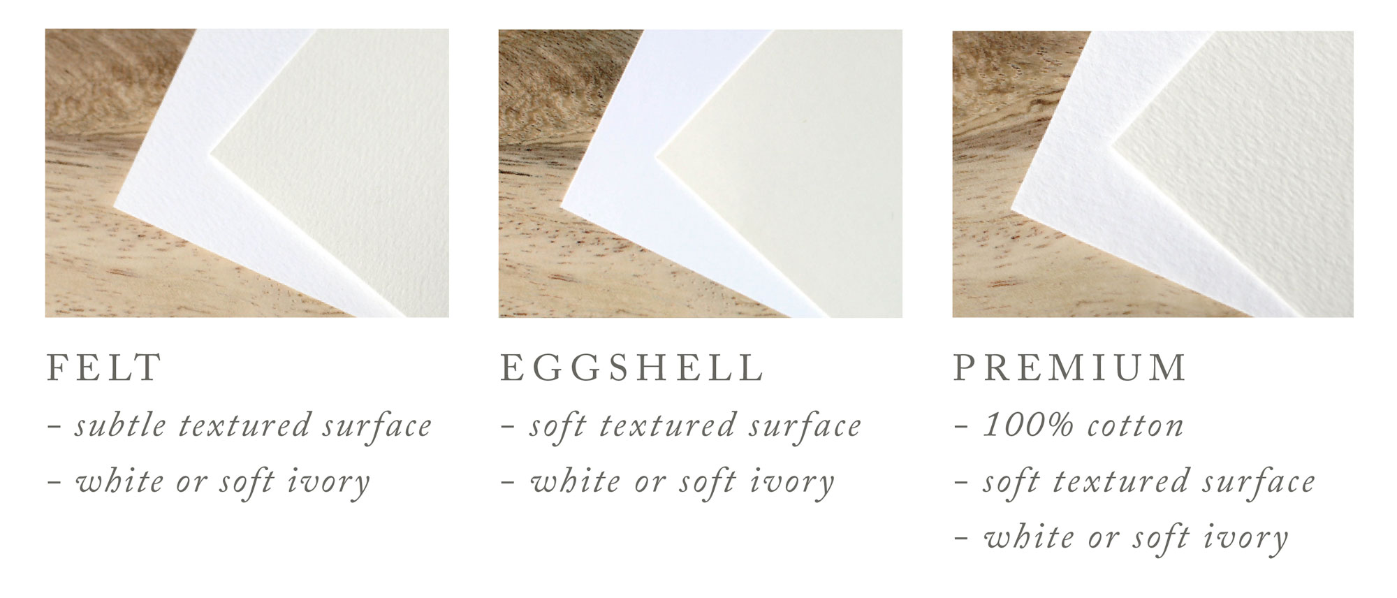 Felt, Eggshell, and Premium Cotton Paper