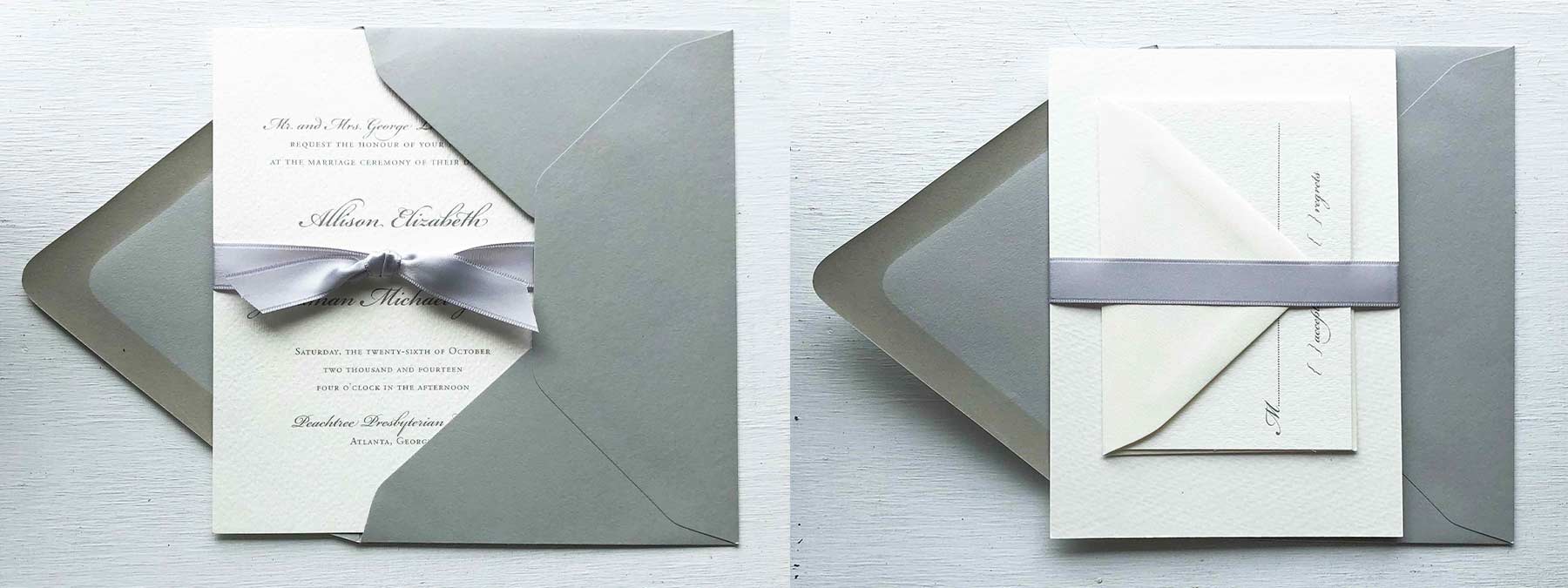 Invitation tied with a ribbon